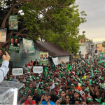 El presidente del partido Fuerza del Pueblo, Leonel  Fernández, encabezó una gran concentración con los precandidatos a puestos de elección...